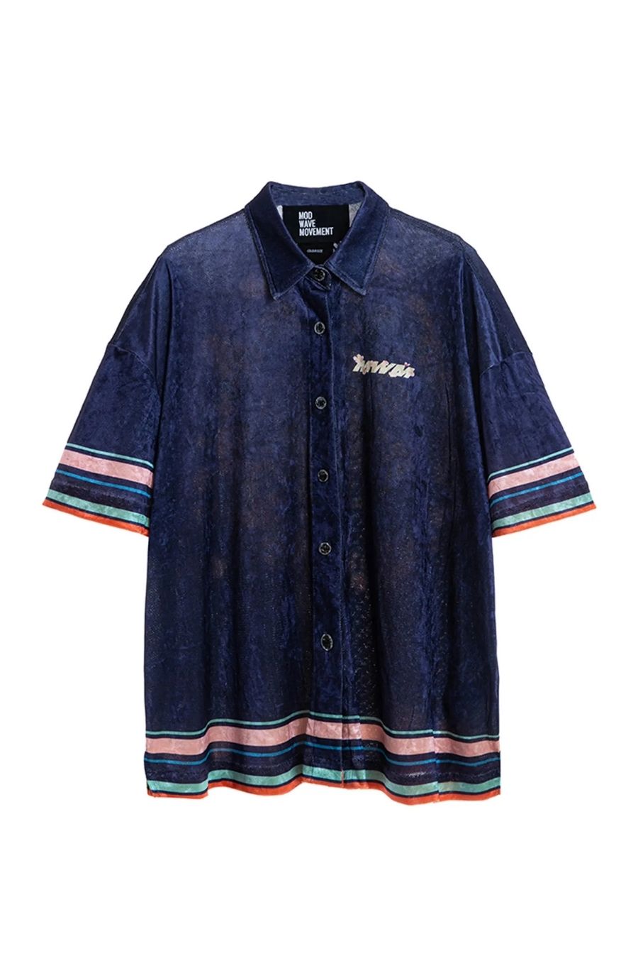 MOD WAVE MOVEMENT Πουκάμισα MWM Black Colorblock Almond Blossom Shirt - BLUE-MW092080389-BLUE