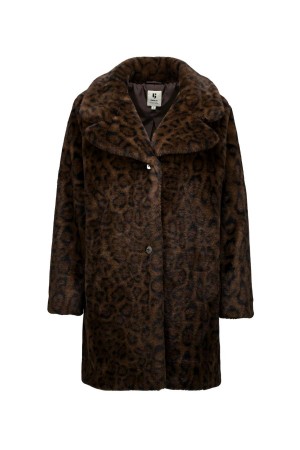 GARCIA GJ2600914 Γυναικείο Faux Fur Παλτό - Leopard Καφέ