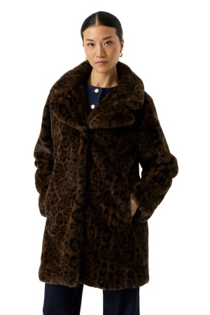 GARCIA GJ2600914 Γυναικείο Faux Fur Παλτό - Leopard Καφέ