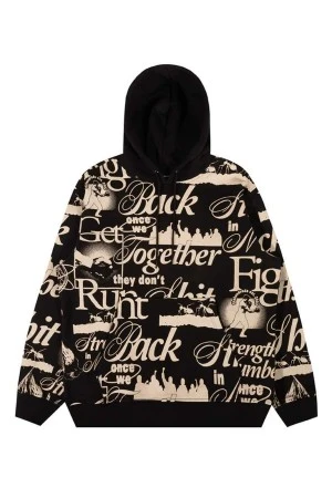 THE HUNDREDS Φούτερ με Κουκούλα Fight Back Pullover - Μαύρο