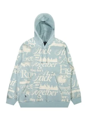 THE HUNDREDS Φούτερ με Κουκούλα Fight Back Pullover-ΓΑΛΑΖΙΟ