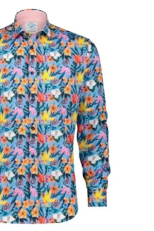 A FISH NAMED FRED Men's Shirt floral blue - LIGHT BLUE