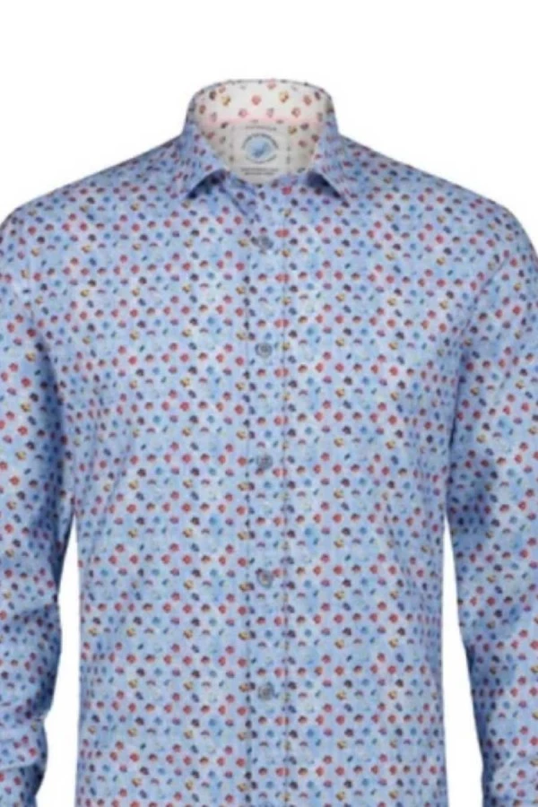 A FISH NAMED FRED Men's Shirt flower power light blue - LIGHT BLUE