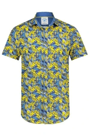 A FISH NAMED FRED Men's Shirt SS oleander blue/yellow - MULTI