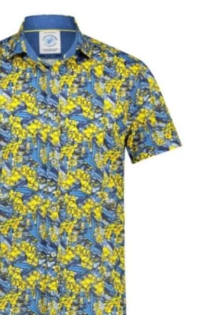 A FISH NAMED FRED Men's Shirt SS oleander blue/yellow - MULTI