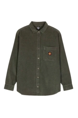 SANTA CRUZ Πουκάμισο Classic Label LS Shirt - ΣΚΟΥΡΟ ΠΡΑΣΙΝΟ