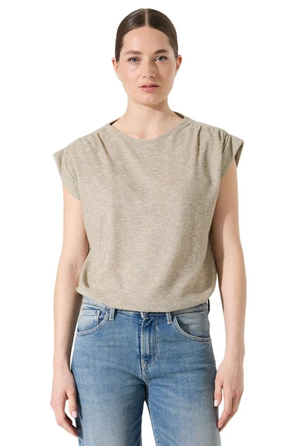 GARCIA Sleeveless Shirt H50003_ladies T-shirt ss - BEIGE
