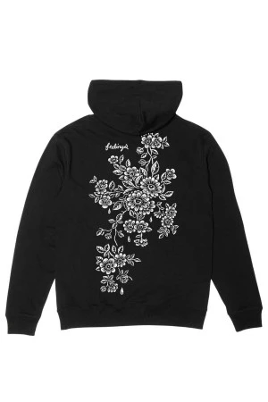ANDFEELINGS Φούτερ με Κουκούλα Floral Hoodie - ΜΑΥΡΟ
