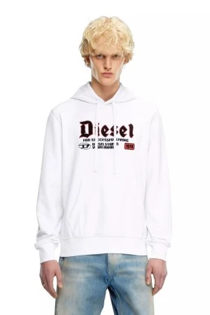 DIESEL Ανδρικό Φούτερ με Κουκούλα S-GINN-HOOD-K45 SWEAT-SHIRT - ΛΕΥΚΟ