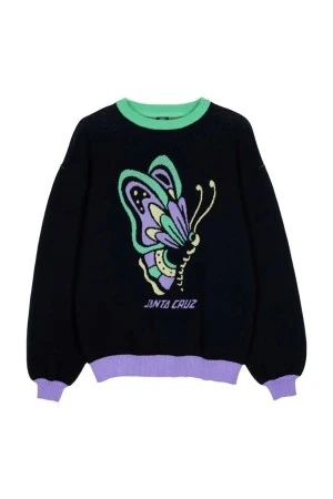 SANTA CRUZ Γυναικείο Πουλόβερ Field Butterfly Knit  - ΜΑΥΡΟ