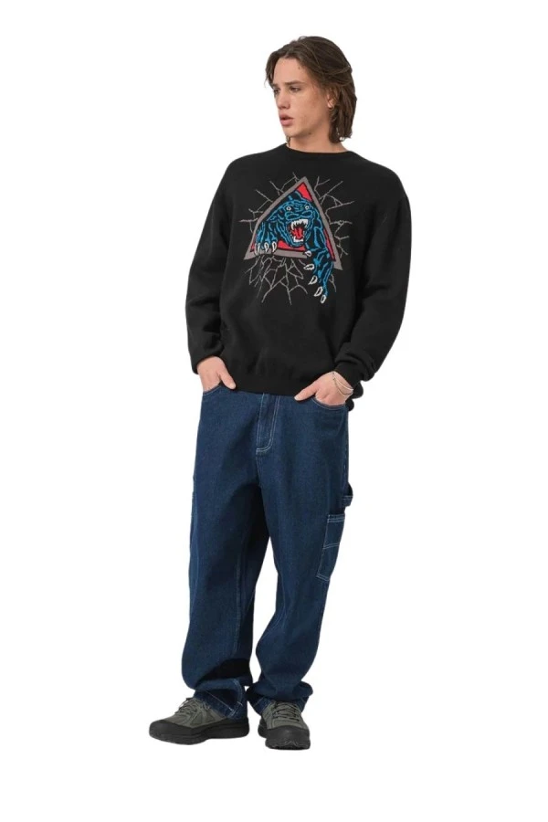 Santa Cruz Men's Natas Panther Knit Crew Sweater - Black