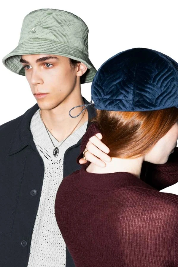 KANGOL Plush Wave Puff Unisex Bucket Hat - Blue