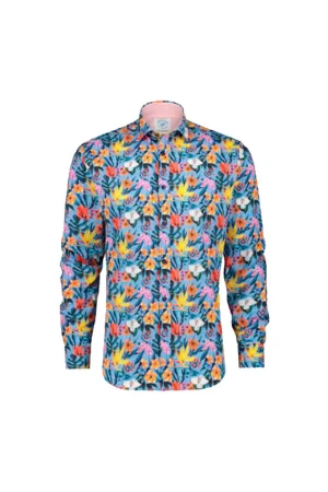 A FISH NAMED FRED Men's Shirt floral blue - LIGHT BLUE