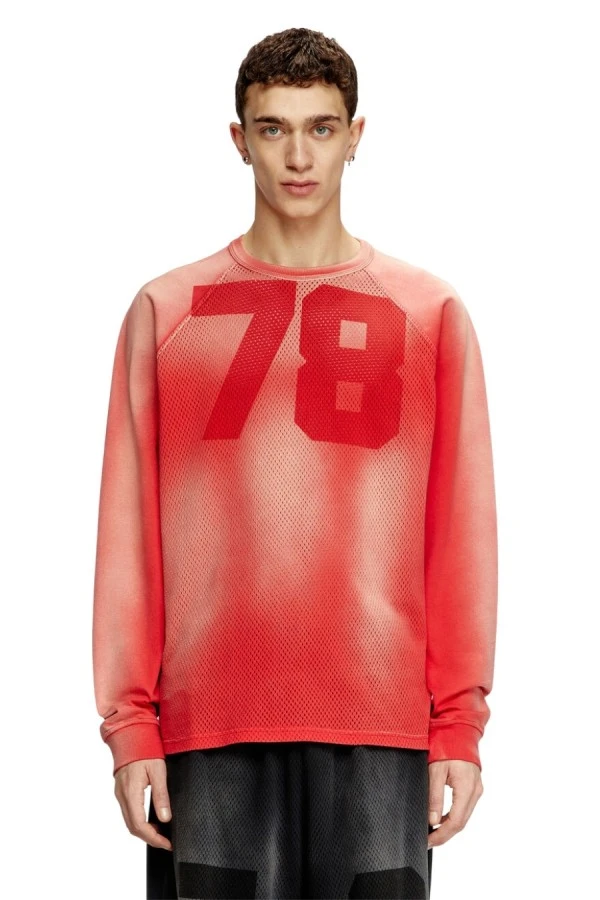 DIESEL Ανδρικό T-Shirt T-ROXTER-LS-MESH - ΚΟΚΚΙΝΟ
