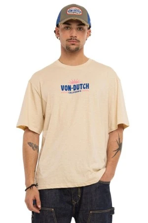 Von Dutch Ανδρικό T-Shirt Vintage Print - Μπεζ