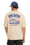 Von Dutch Ανδρικό T-Shirt Vintage Print - Μπεζ
