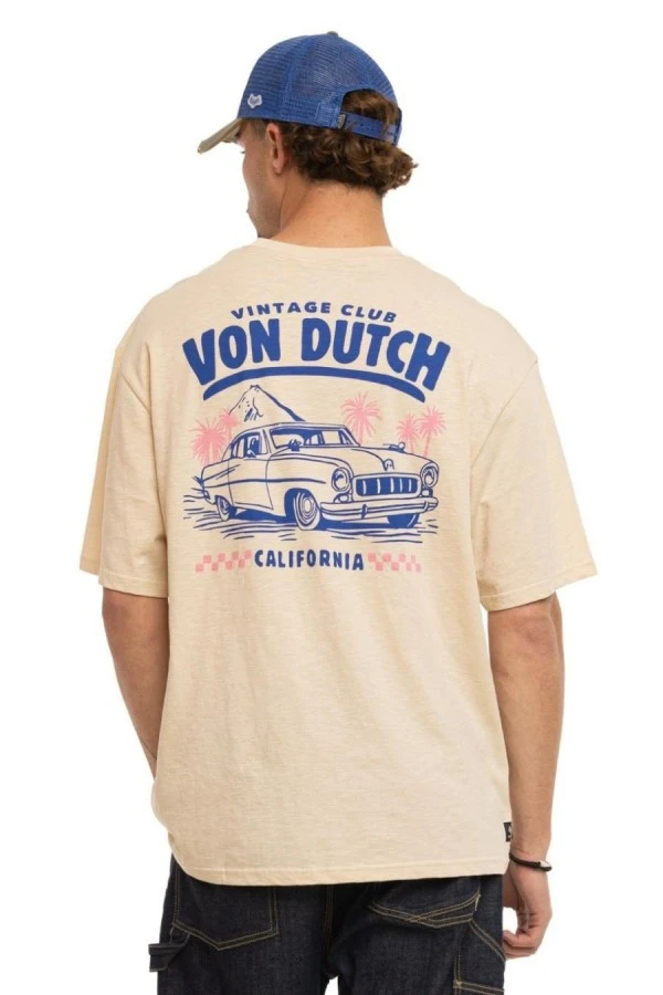 Von Dutch Ανδρικό T-Shirt Vintage Print - Μπεζ