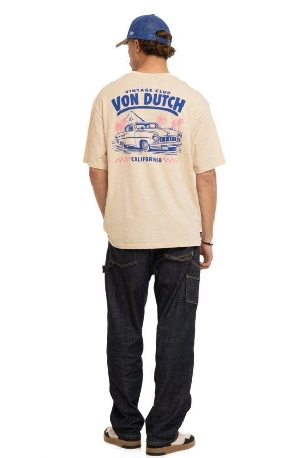 Von Dutch Ανδρικό T-Shirt Vintage Print - Μπεζ