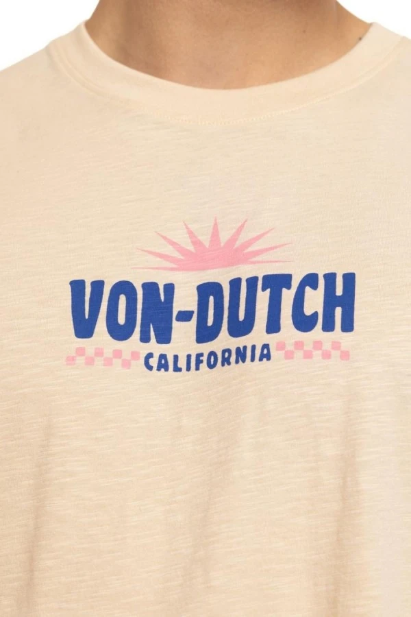 Von Dutch Ανδρικό T-Shirt Vintage Print - Μπεζ