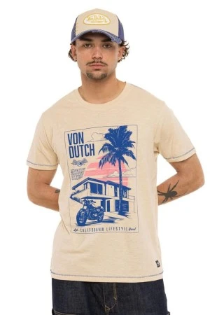 Von Dutch Ανδρικό T-Shirt PALM - Μπεζ 
