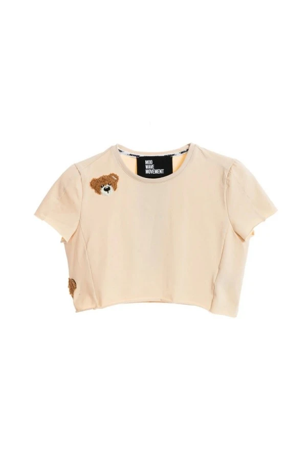 MOD WAVE MOVEMENT Women's Cropped Top - Beige 