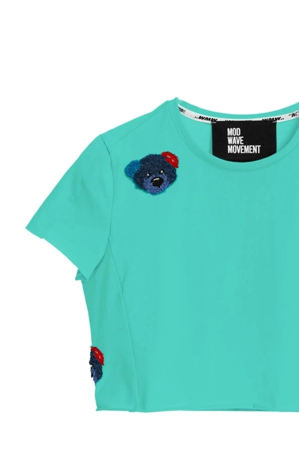 MOD WAVE MOVEMENT Women's Cropped Top - Green 