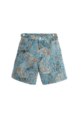 MOD WAVE MOVEMENT Unisex Denim Tapestry Βερμούδα - Μπλε