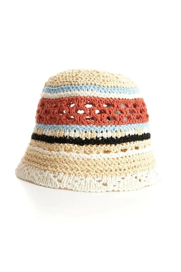 MOD WAVE MOVEMENT Καπέλα MWM Wicker Striped Bucket Hat - RED