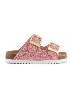 Colors of California Glitter Two Buckle Sandals - Sunset Coral