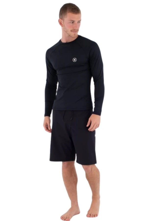 HURLEY Men’s Rashguard Slim Fit Icon Circle Long Sleeve - Black
