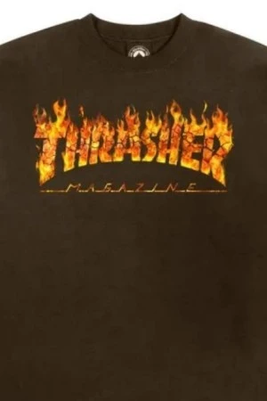 THRASHER Φούτερ λαιμόκοψη INFERNO CREW - BROWN
