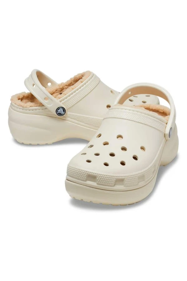 CROCS σαμπό γυναικεία Classic Platform Lined Clog W - Μπεζ