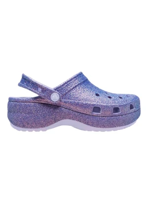 CROCS Slides PLATFORM IRID GLITTER CLOG - PURPLE