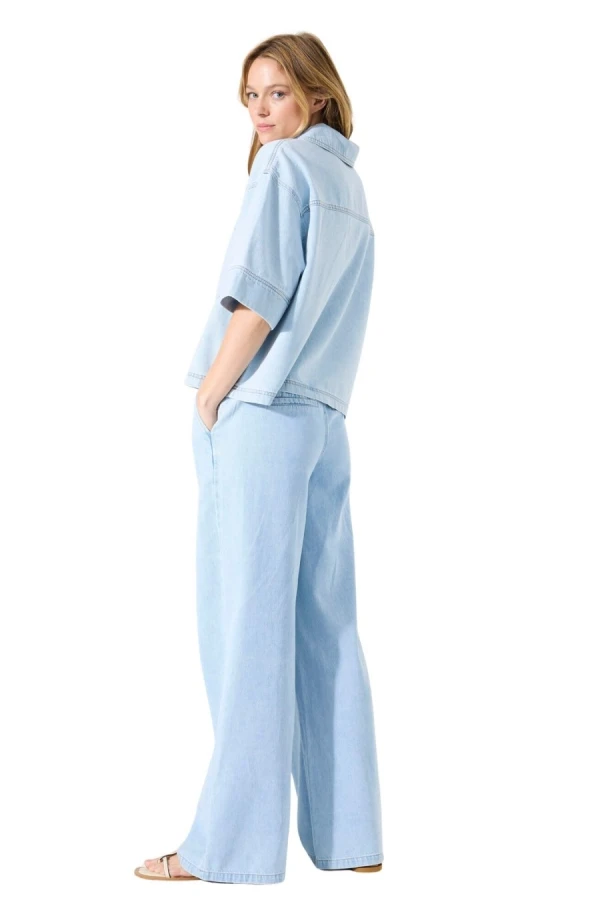GARCIA Women's Wide Leg Pants - Light Blue