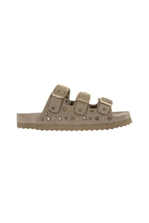 COLORS OF CALIFORNIA Sandals COW SUEDE SANDAL WITH STRASS - BEIGE