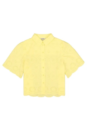 Garcia Γυναικείο Broderie Short Sleeve Shirt - Κίτρινο