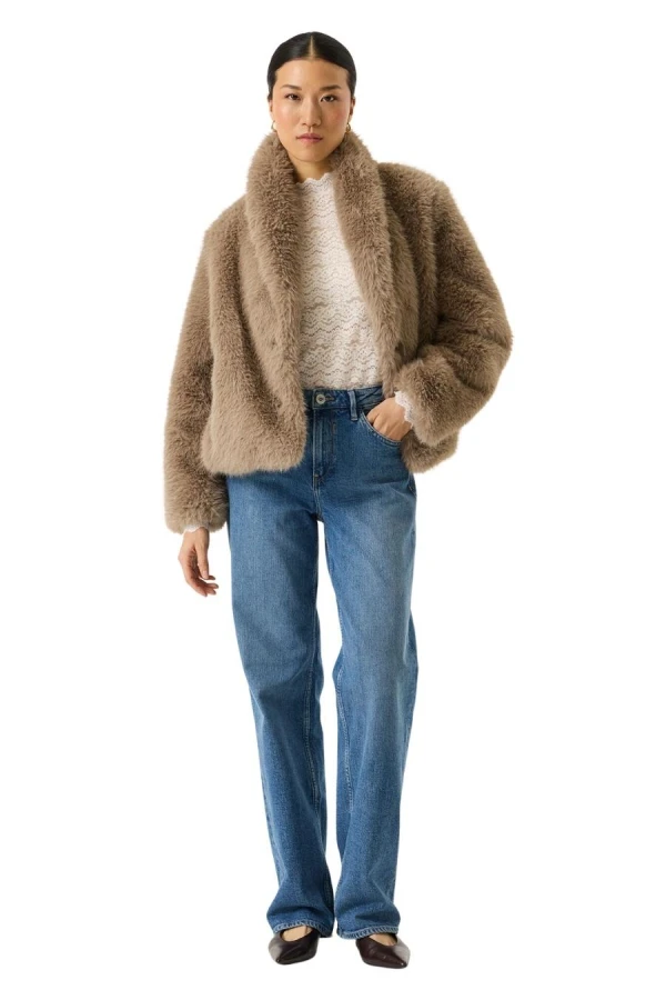 GARCIA GJ2600912 Γυναικείο Faux Fur Μπουφάν - Taupe