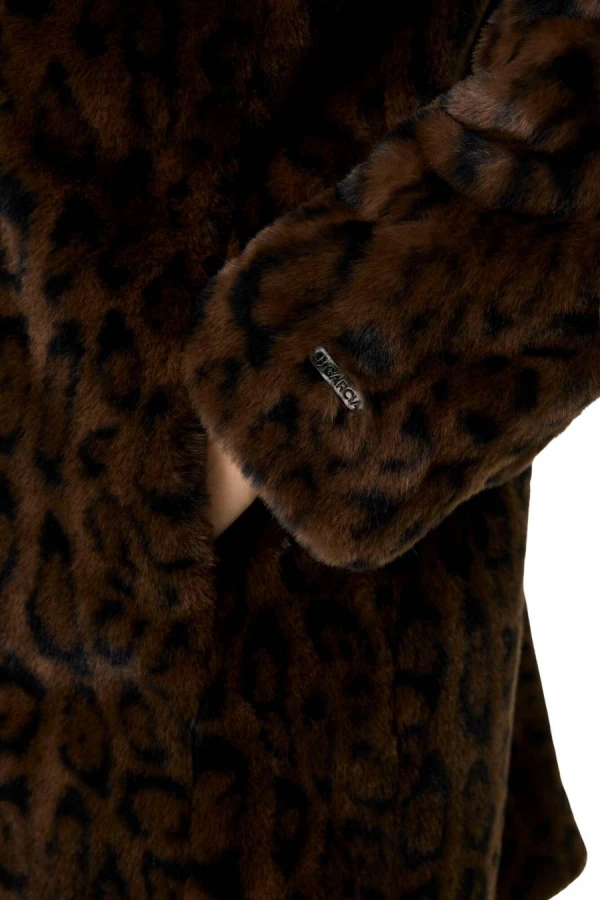 GARCIA GJ2600914 Γυναικείο Faux Fur Παλτό - Leopard Καφέ