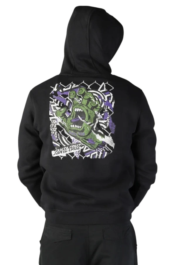 SANTA CRUZ Φούτερ με Κουκούλα Damaged Hand Hood - BLACK