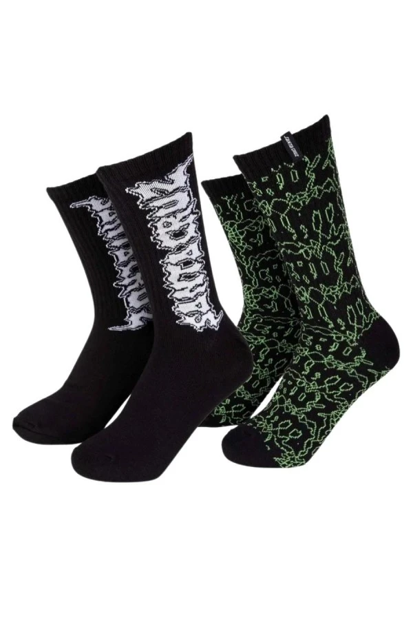 SANTA CRUZ Punk Web Crew Socks 2 Pack - Black