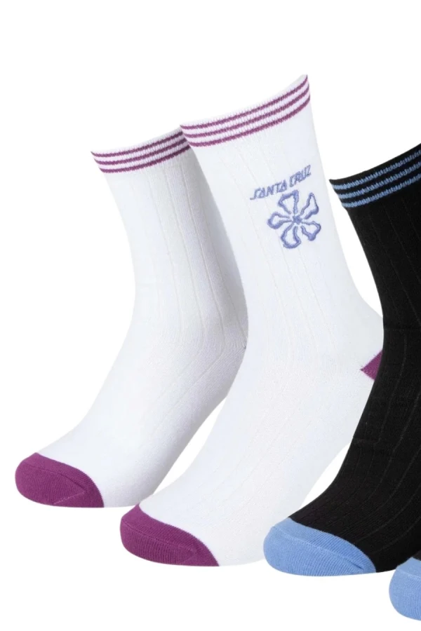 SANTA CRUZ Flower Stripe Socks (2 Pack) - BLACK