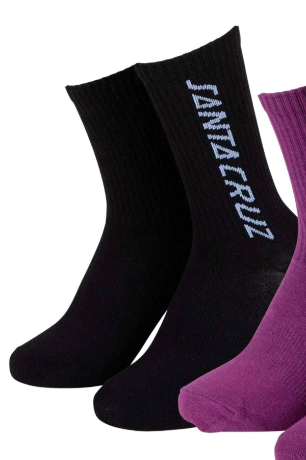 SANTA CRUZ Strip Socks (2 Pack) - BLACK/PURPLE