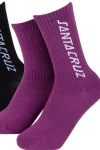 SANTA CRUZ Strip Socks (2 Pack) - BLACK/PURPLE