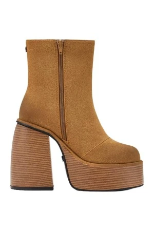 BUFFALO Μπότες- Μποτάκια HEART BOOTIE STACK - BROWN