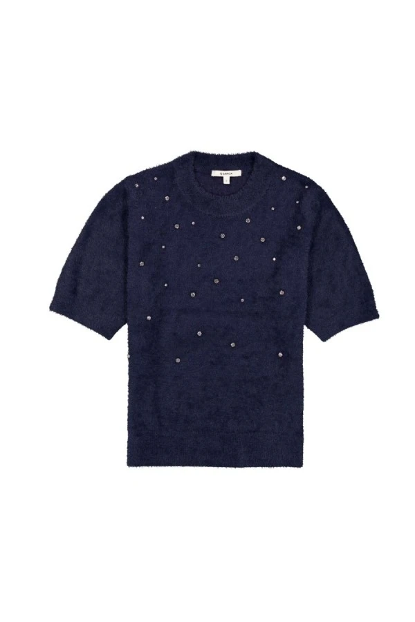 GARCIA U260041 Women's Embellished Pullover - Navy