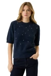 GARCIA U260041 Women's Embellished Pullover - Navy