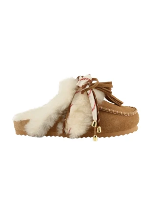 COLORS OF CALIFORNIA Μπότες- Μποτάκια Furry sabot real sheepskin - BROWN
