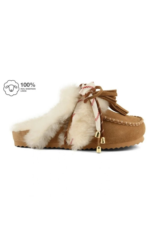 COLORS OF CALIFORNIA Μπότες- Μποτάκια Furry sabot real sheepskin - BROWN
