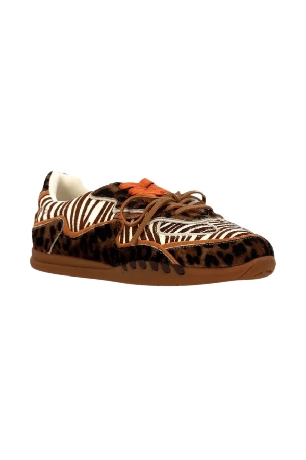 COLORS OF CALIFORNIA Cowhide Double Lace Sneakers - Animal Print