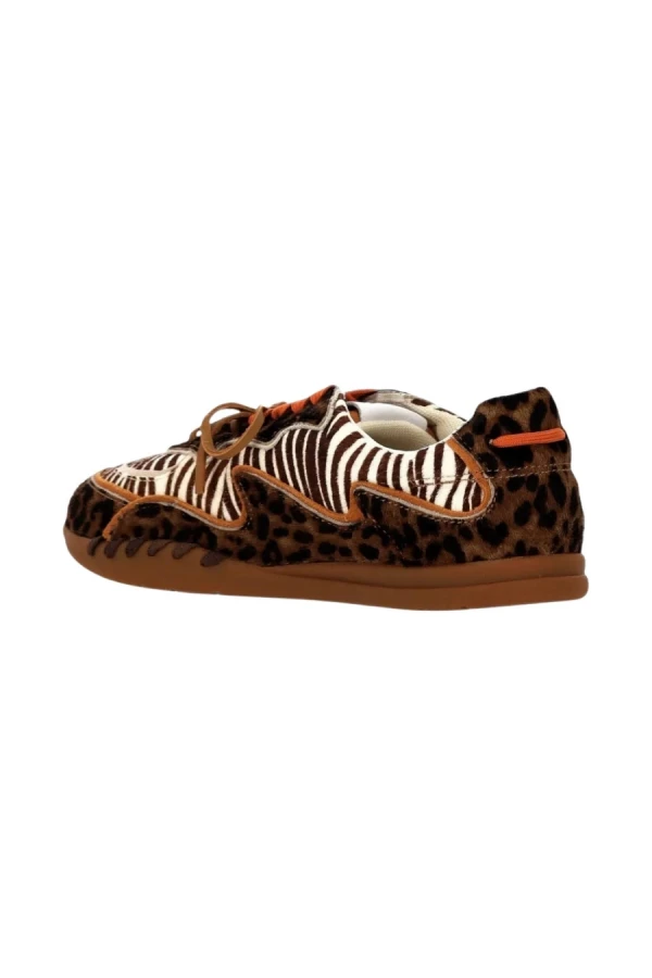 COLORS OF CALIFORNIA Cowhide Double Lace Sneakers - Animal Print